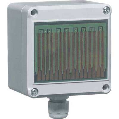 Rechteckiger elektronischer Sensor mit montierbarer Basis und mehreren vertikalen Metallstreifen hinter einer transparenten Abdeckung.