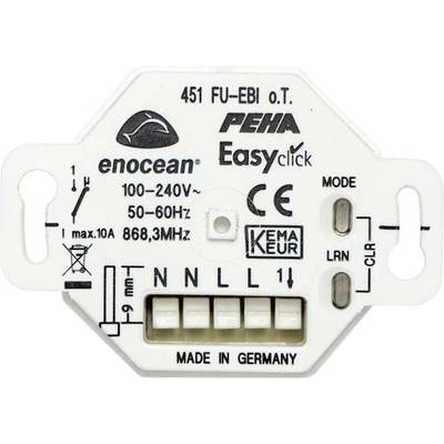 Elektrischer Empfänger '451 FU-EBI O.T.' von PEHA, unterstützt enocean Technologie, geeignet für 100-240V und 868,3 MHz.