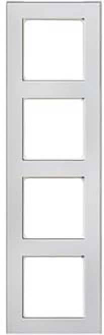 Weiße 4-fach-Rahmenabdeckung für Lichtschalter oder Steckdosen, rechteckige Form.