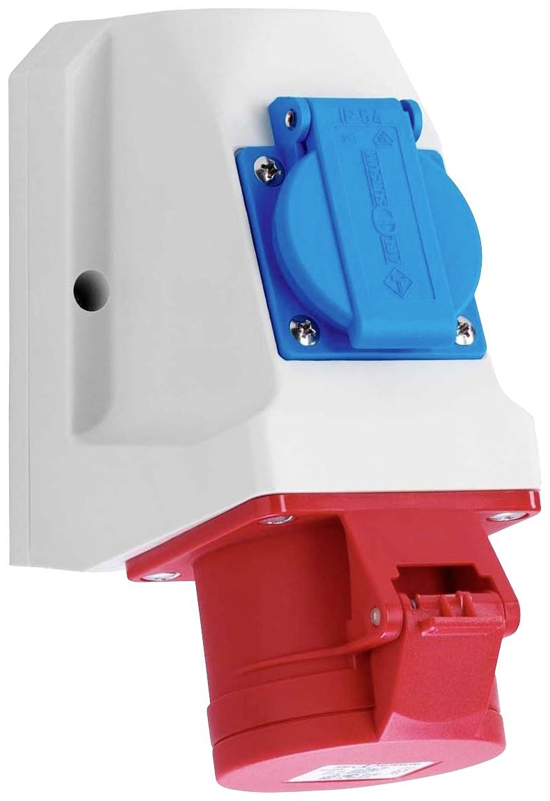 ABL D51S331 CEE Kombi-Wandsteckdose IP44 16A 5-polig 400V 6h rot verdrahtet-0