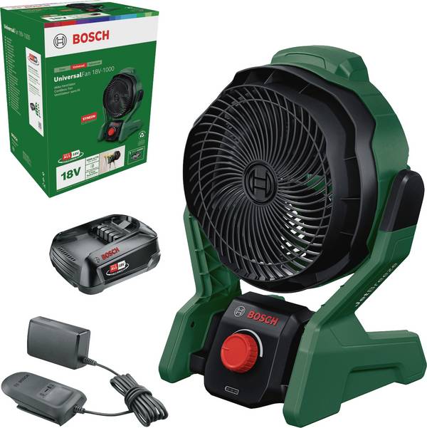 Bosch Home and Garden UniversalFan 18V-1000 Akku-Ventilator    Grün, Schwarz mit Akku
