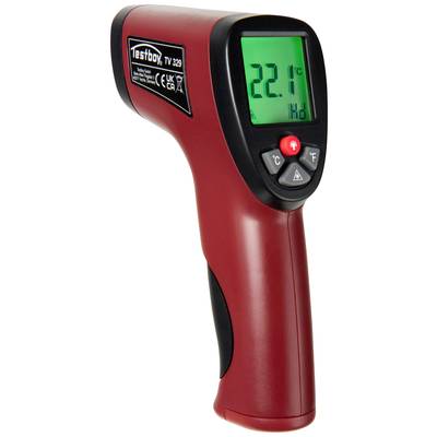 Ein rotes Infrarot-Thermometer zeigt eine Temperatur von 22,1°C auf einem grünen Bildschirm an.
