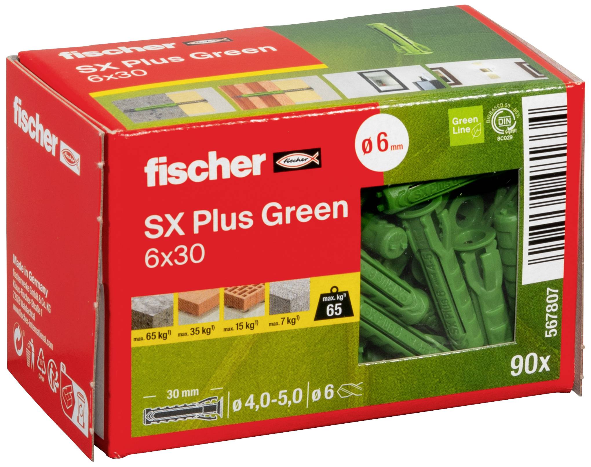 Fischer 567807 SX Plus Green Spreizdübel 30 mm 6 mm 90 St.-1