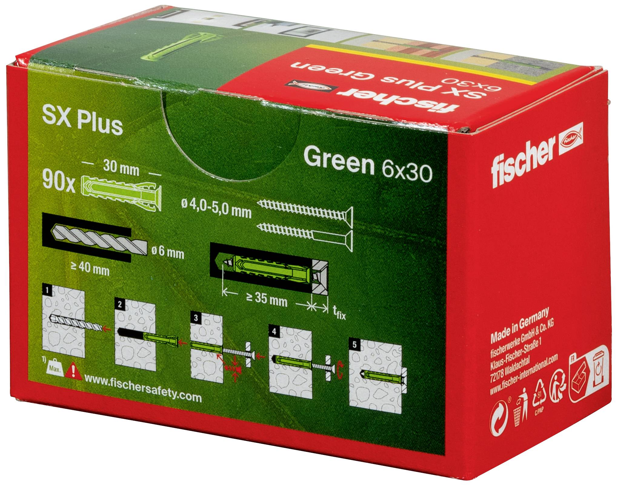 Fischer 567807 SX Plus Green Spreizdübel 30 mm 6 mm 90 St.-2