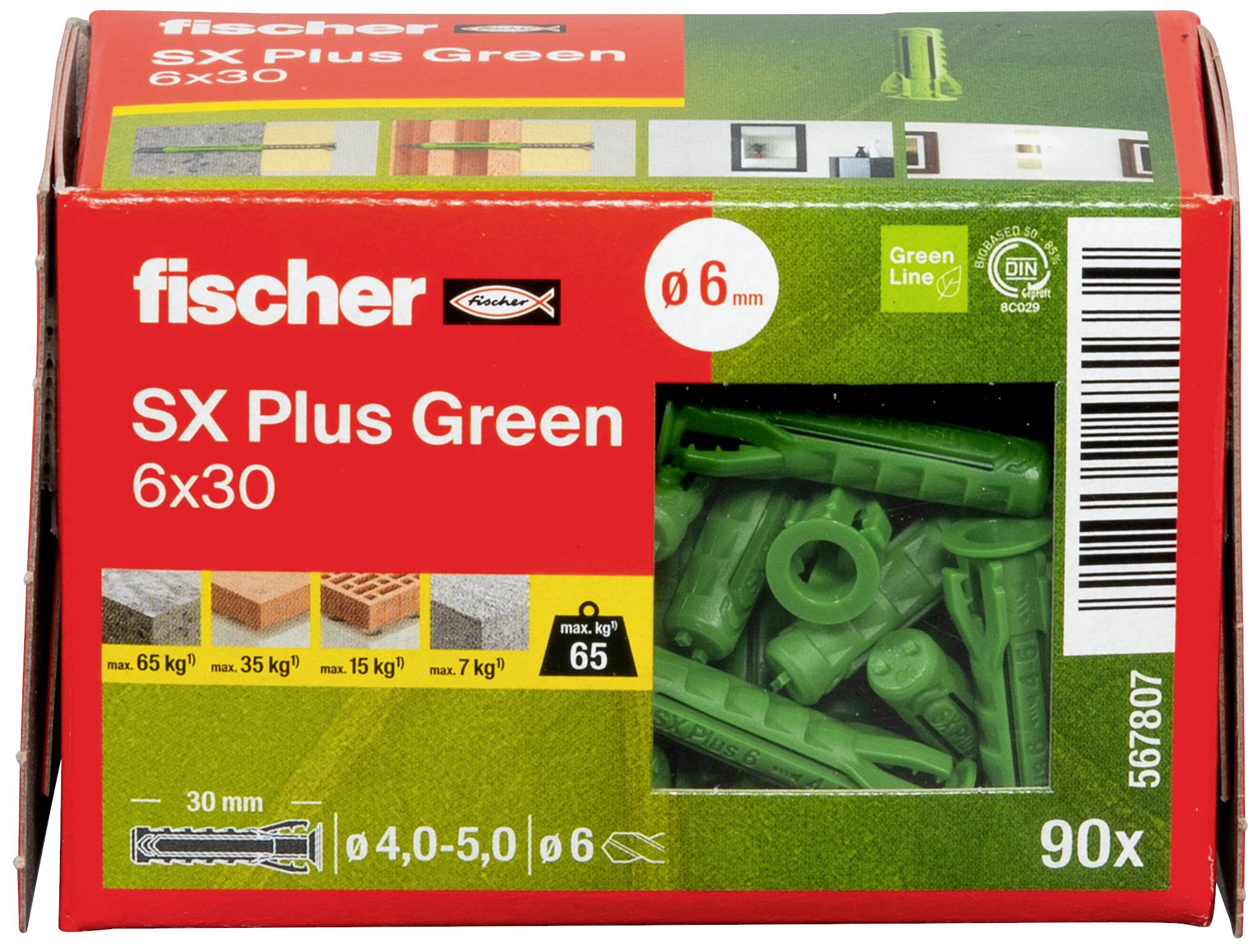 Fischer 567807 SX Plus Green Spreizdübel 30 mm 6 mm 90 St.-3