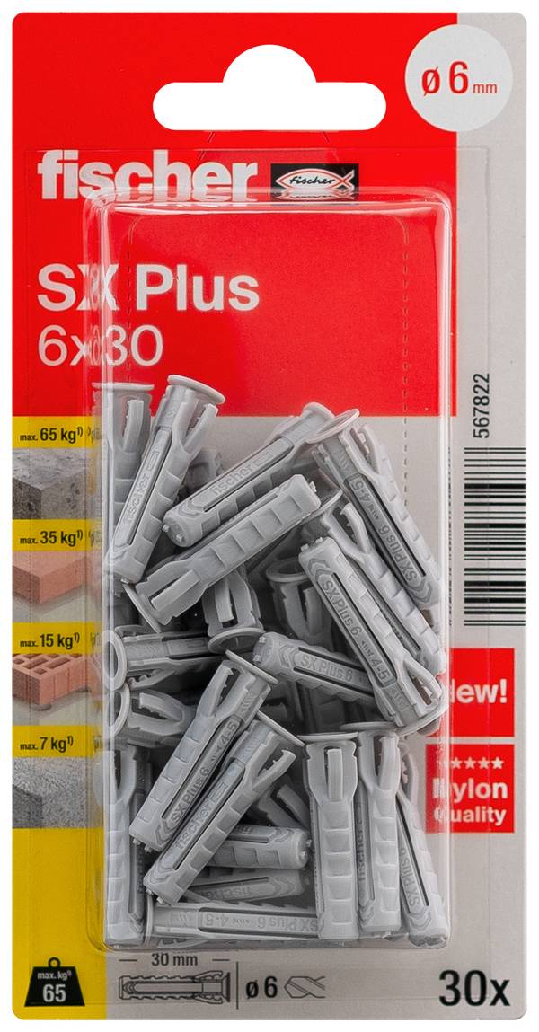 Fischer 567822 SX Plus Spreizdübel 30 mm 6 mm 30 St.