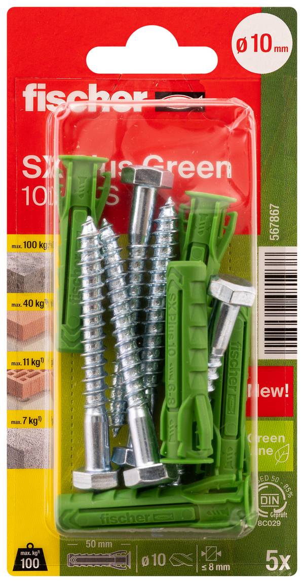 Fischer 567867 SX Plus Green Spreizdübel 50 mm 10 mm 5 St.
