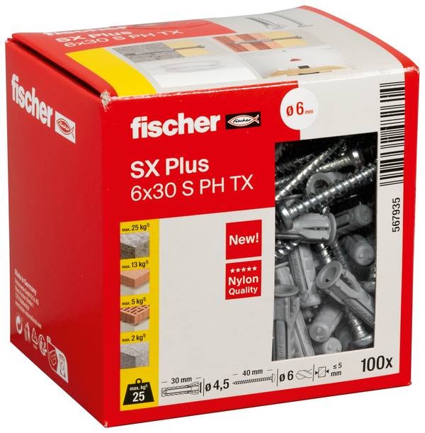 Fischer 567935 SX Plus Spreizdübel 30 mm 6 mm 100 St.