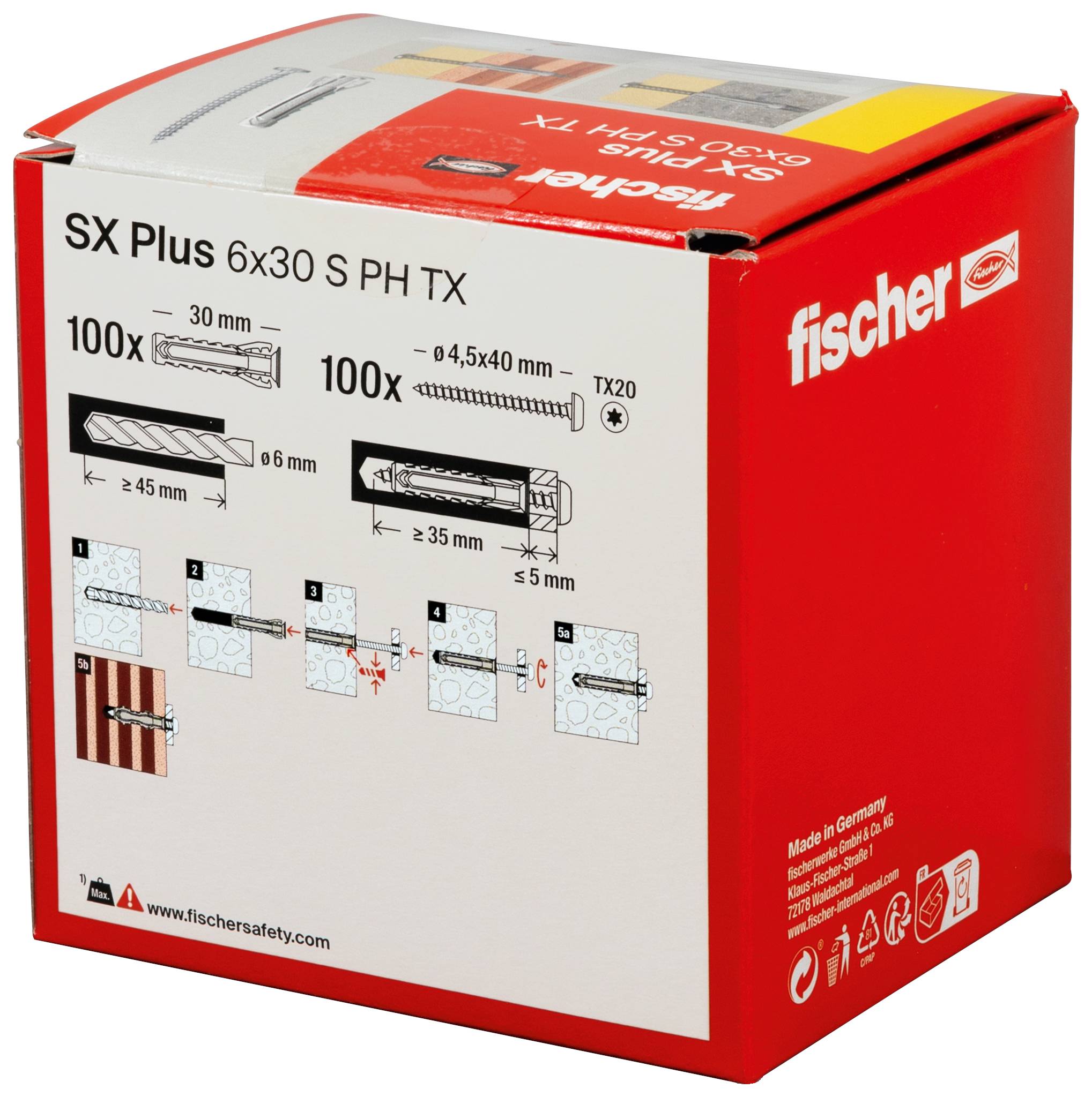 Fischer 567935 SX Plus Spreizdübel 30 mm 6 mm 100 St.-2
