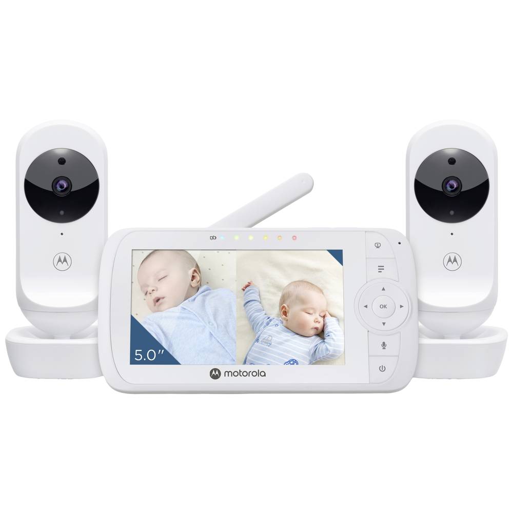 Motorola Nursery Babyfoon Ease Vm35-2 5-inch Gesplitst Scherm Wit 2 Camera's Nachtvisie Ingebouwde M