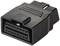 Ein schwarzer OBD-II-Stecker, verwendet zur Fahrzeugdiagnose, mit 16 Pins und rechteckiger Form.
