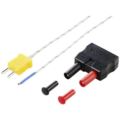 K-Typ-Thermoelementstecker mit separaten Kabeln und Klemmen. Geeignet für Temperaturmessungen in Laboren und industriellen Anwendungen.