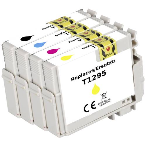 Renkforce Druckerpatrone ersetzt Epson T1295, T1291, T1292, T1293, T1294 Kompatibel Kombi-Pack Schwarz, Cyan, Magenta, G...