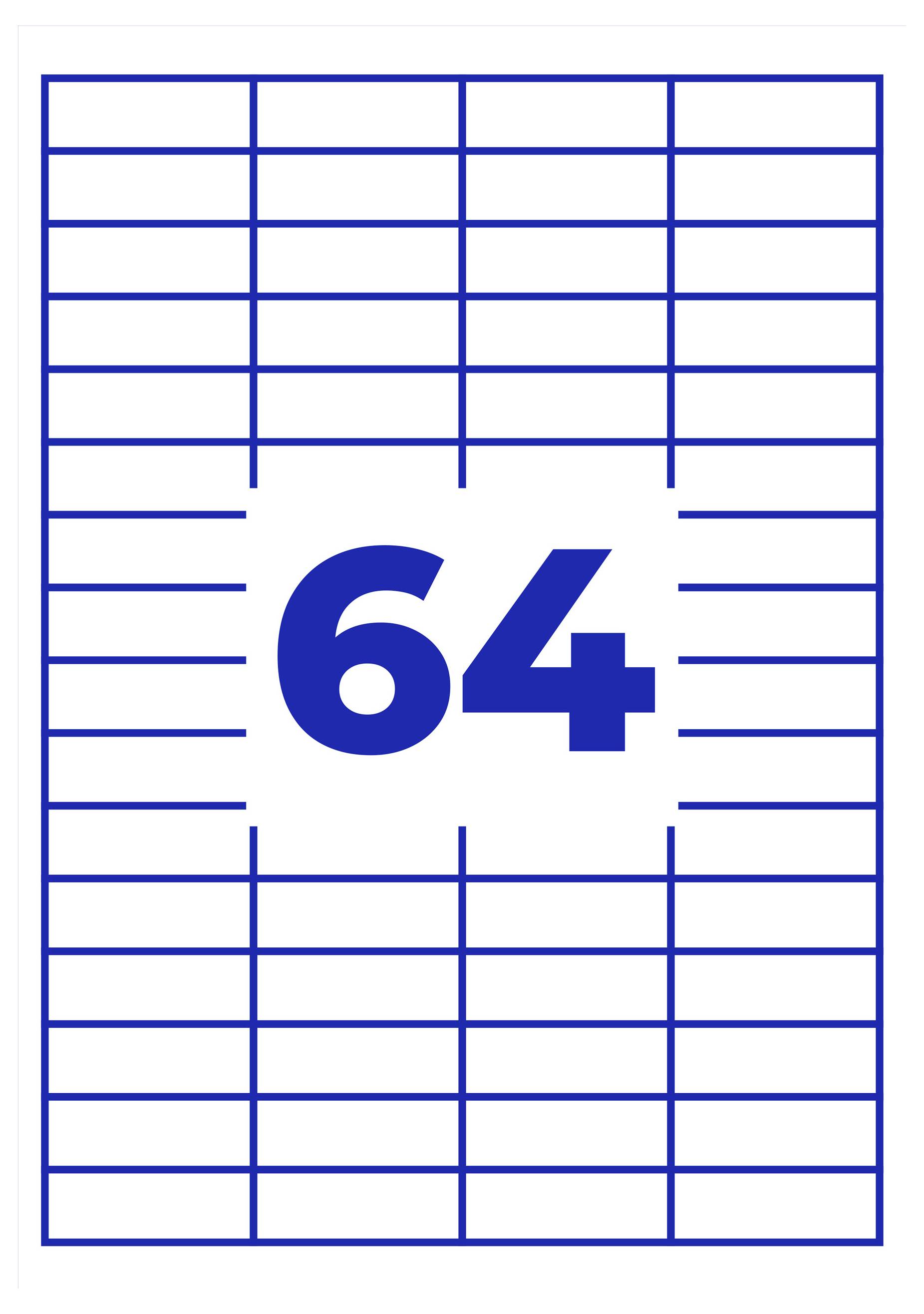 Kalenderblatt mit großer blauer Zahl '64' in der Mitte, umgeben von einem blau gerasterten Rahmen.