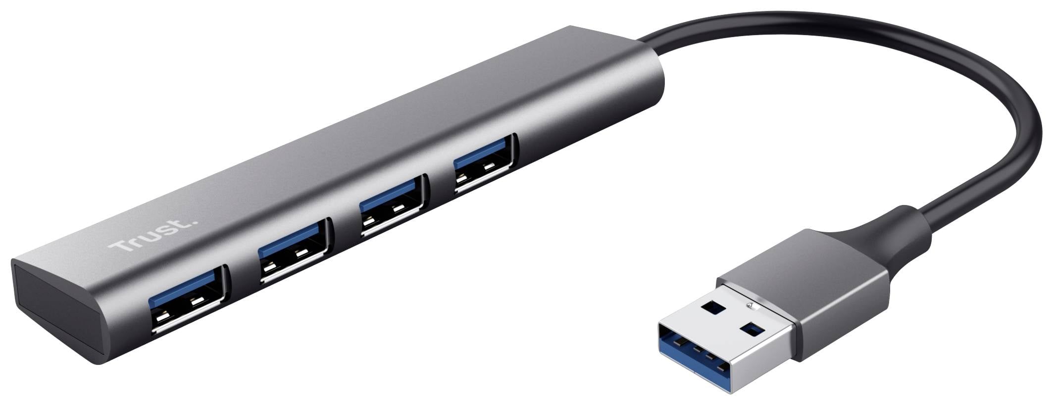 Trust 24947 USB-Hub 1+4 Port USB-A USB 3.2 Gen1 5 GBit/s Dunkelgrau Halyx-4-port