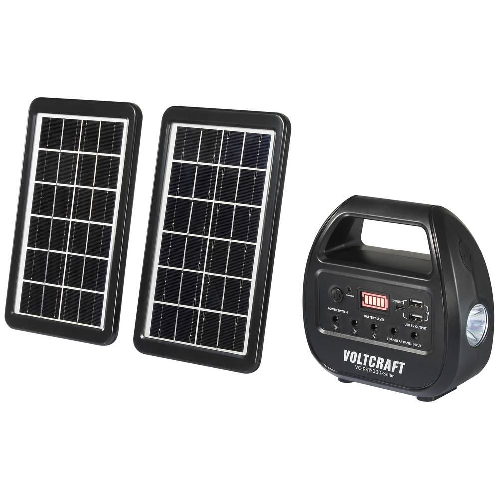 VOLTCRAFT VC-PS15000-Solar VC-14297675 Powerbank op zonne-energie Laadstroom zonnecel 0.51 A 3 W 150
