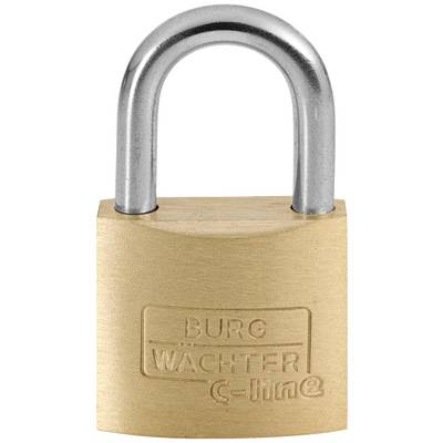 Ein Vorhängeschloss aus Metall mit der Gravur 'BURG WÄCHTER C-line'. Es symbolisiert Sicherheit und Schutz.