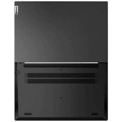 Unterseite eines Laptops von Lenovo mit Lüftungsschlitzen und Scharnieren sichtbar.