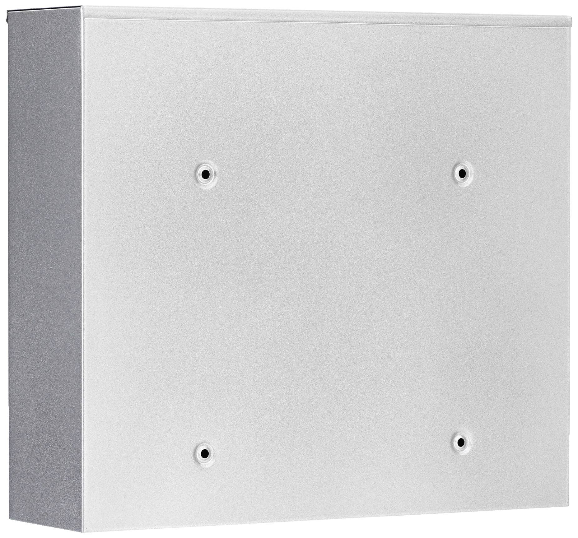 Metallschrank mit vier sichtbaren Befestigungspunkten auf der Vorderseite.