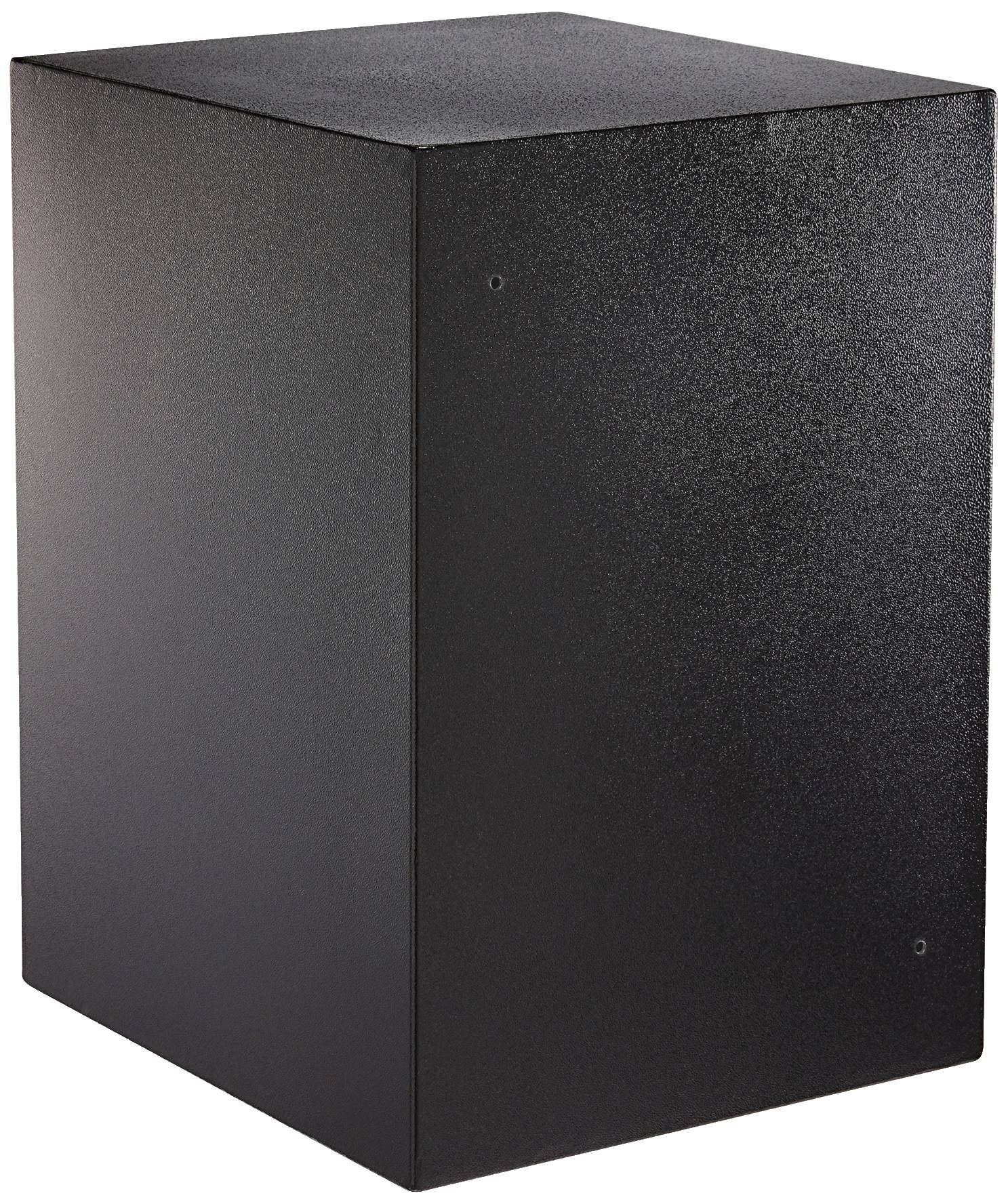 Schwarzer, rechteckiger Lautsprecher mit glatter Oberfläche, stehend und für den Einsatz in Audiosystemen geeignet.