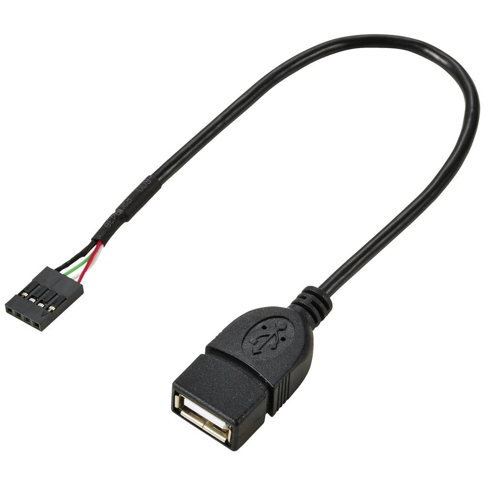 Renkforce USB-kabel USB 2.0 Shrouded header 4-polig, USB-A bus 0.20 m Zwart RF-5719746