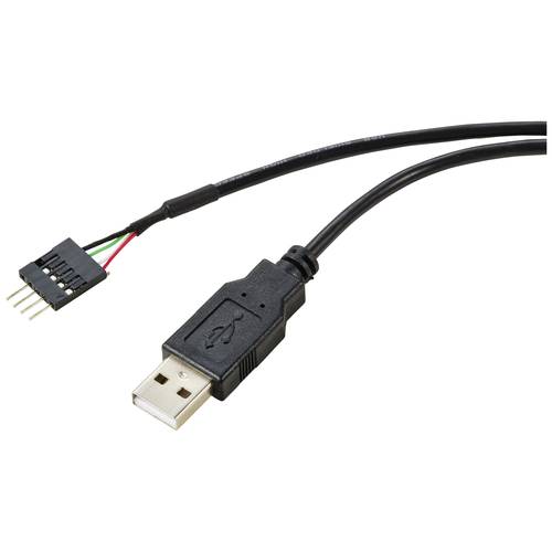 Renkforce USB-Kabel USB 2.0 Pfostenstecker 4pol., USB-A Stecker 0.40 m Schwarz Geflechtschirm RF-5719750