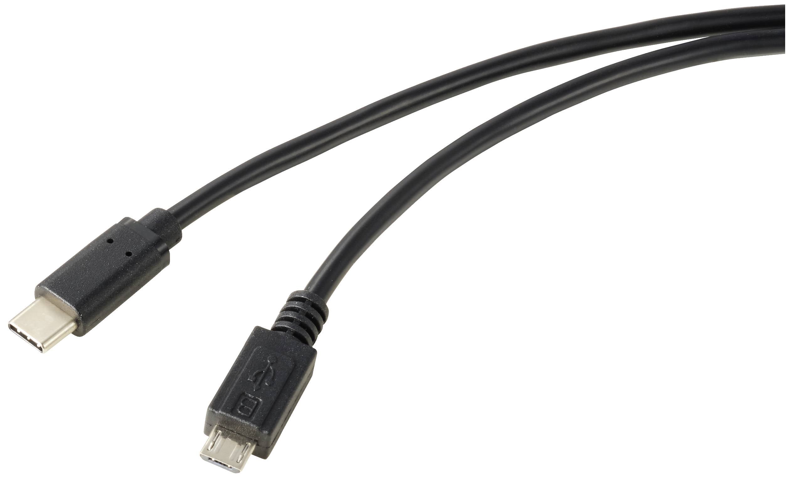 Renkforce USB-Kabel USB 2.0 USB-C® Stecker, USB-Micro-B Stecker 1.00 m Schwarz Rund RF-5719754