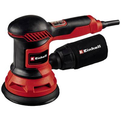 Exzenterschleifer in Rot und Schwarz, mit Einhell-Logo, geeignet zum Schleifen von Oberflächen, erkennbar im Produktdesign.