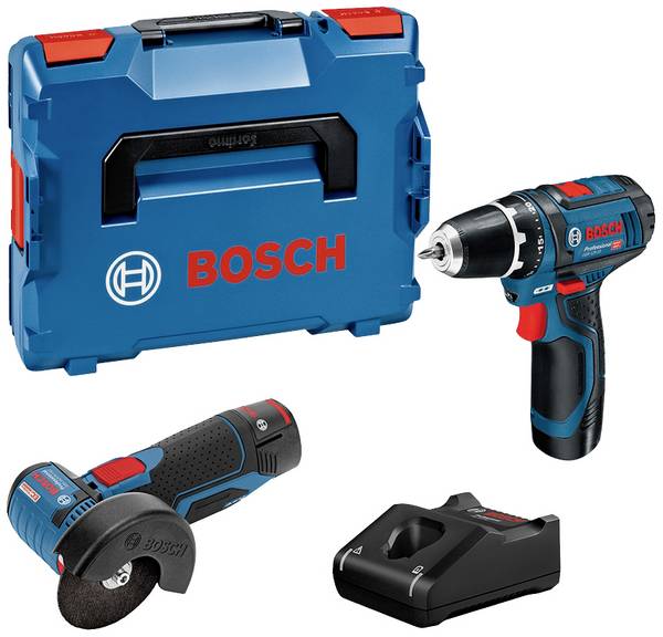 Bosch Professional GSR 12V-15 + GWS 12V-76 +2X2.0AH + GAL 1 0615990N2U Werkzeugset Akkugeräte, Elektriker, Heimwerker, KFZ, Profi