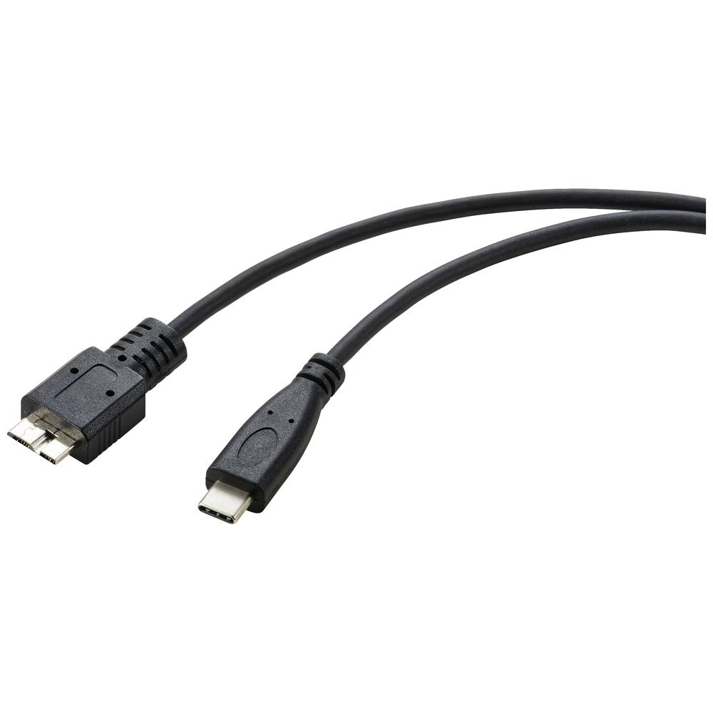Renkforce USB 3.2 Gen 1 (USB 3.0) Adapterkabel [1x USB-C stekker - 1x Micro-USB 3.2 Gen 1 B stekker (USB 3.0)] 0.50 m RF-5720384 Rond