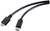 Zwei Kabeltypen: links ein Micro-USB-Stecker, rechts ein USB-C-Stecker. Beide sind schwarz und für Datenübertragung oder Laden geeignet.