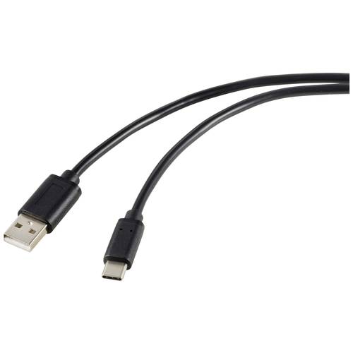 Renkforce USB-Kabel USB 2.0 USB-C® Stecker, USB-A Stecker 1.80 m Schwarz Gesamtschirm RF-5720398