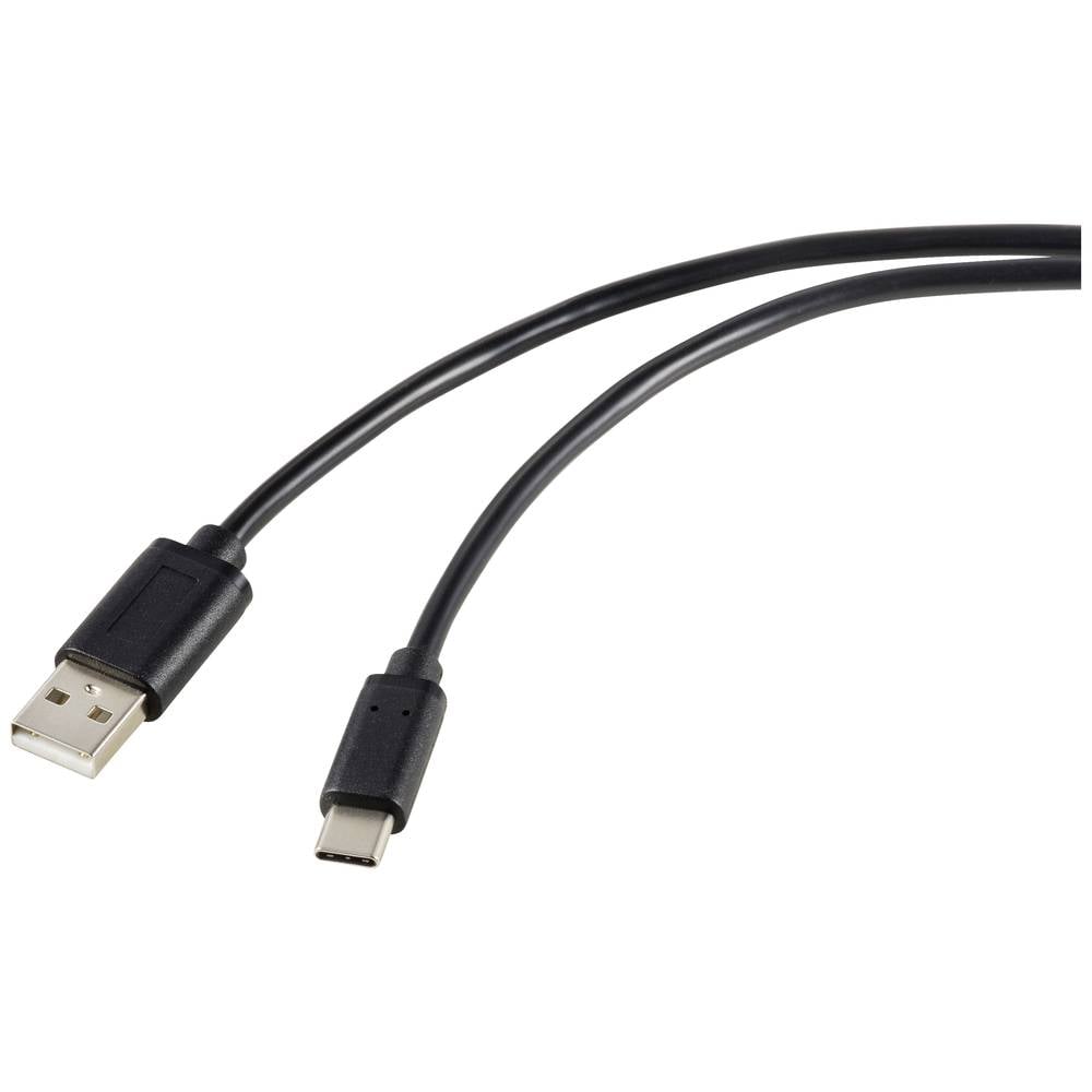 Renkforce USB-kabel USB 2.0 USB-C stekker, USB-A stekker 1.80 m Zwart Afscherming totaal RF-5720398