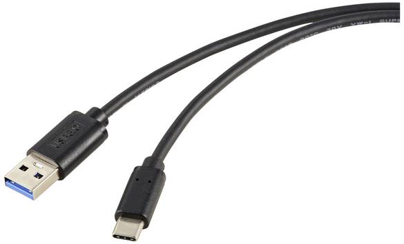 Renkforce USB-Kabel  USB 3.2 Gen2 USB-C® Stecker, USB-A Stecker 1.00 m Schwarz Gesamtschirm RF-5720404