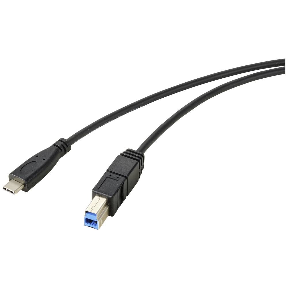 Renkforce USB-kabel USB 3.2 Gen1 USB-C stekker, USB-B stekker 1.80 m Zwart Afscherming totaal RF-572