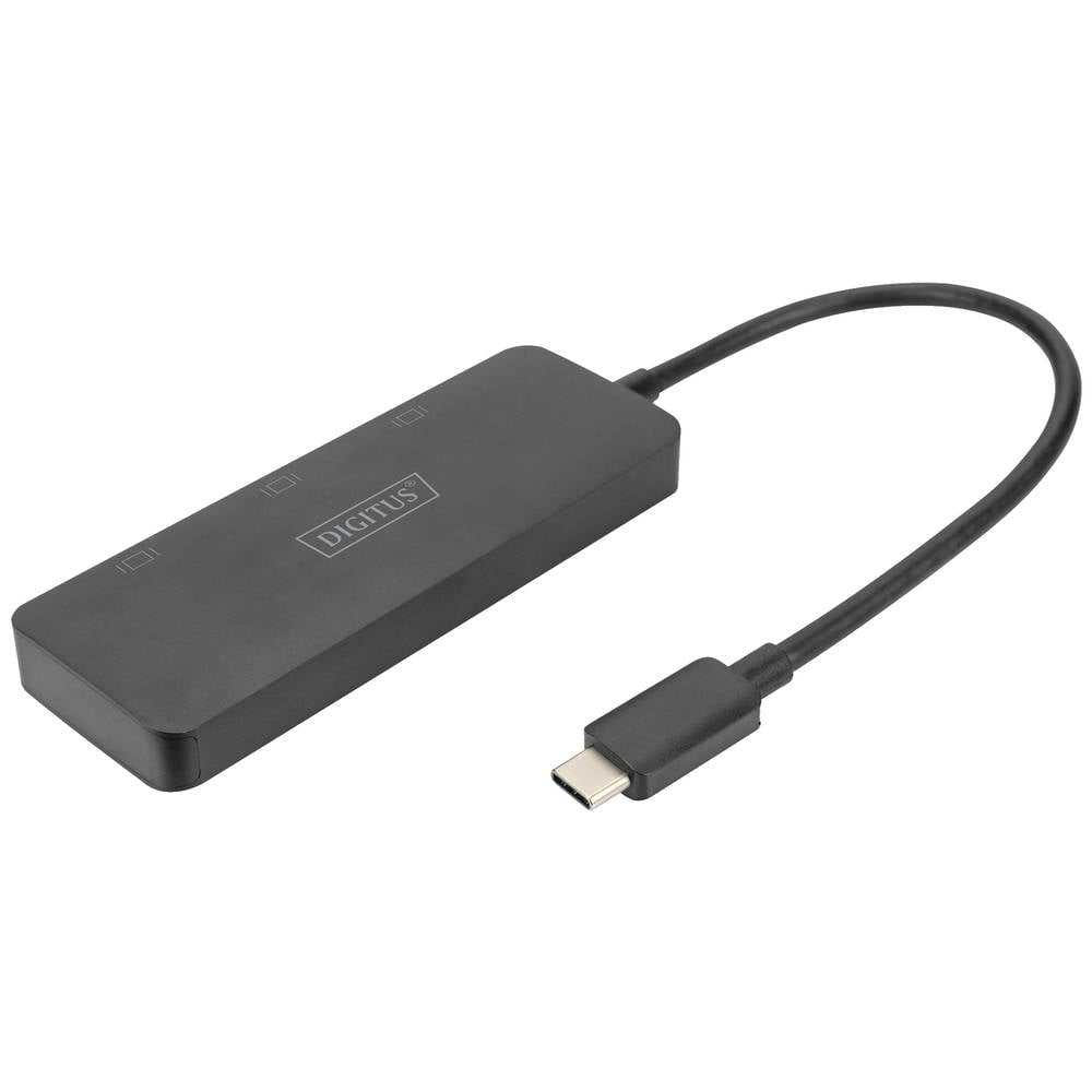 Digitus DS-45333 HDMI-USB-C Adapter [1x USB-C 3x HDMI-bus] Zwart Geschikt voor HDMI, High Speed HDMI