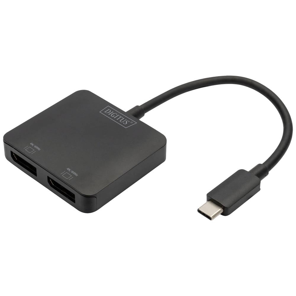Digitus DS-45339 DisplayPort-USB-C Adapter [1x USB-C 2x DisplayPort bus] Zwart Geschikt voor HDMI, H
