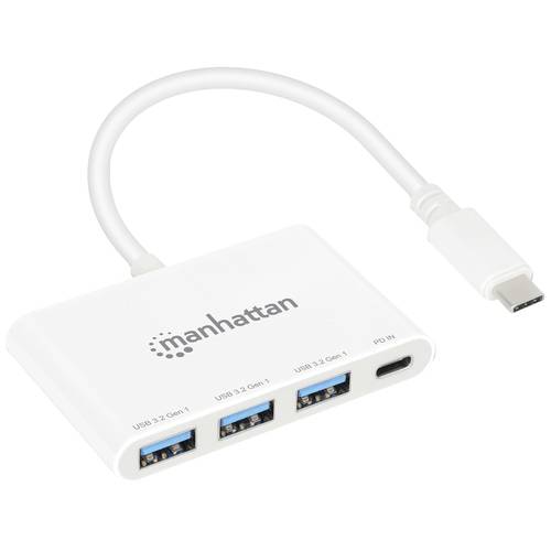 Manhattan 168434 USB 3.1 Gen 1-Hub mit USB-C® Stecker Weiß