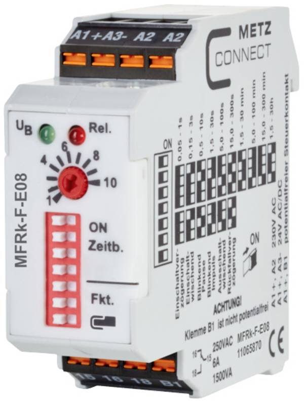 Metz Connect 11065870 MFRk-F-E08 Zeitrelais Multifunktional 230 V/AC 1 St. Zeitbereich: 0.05 s - 30 h 1 Wechsler Piece