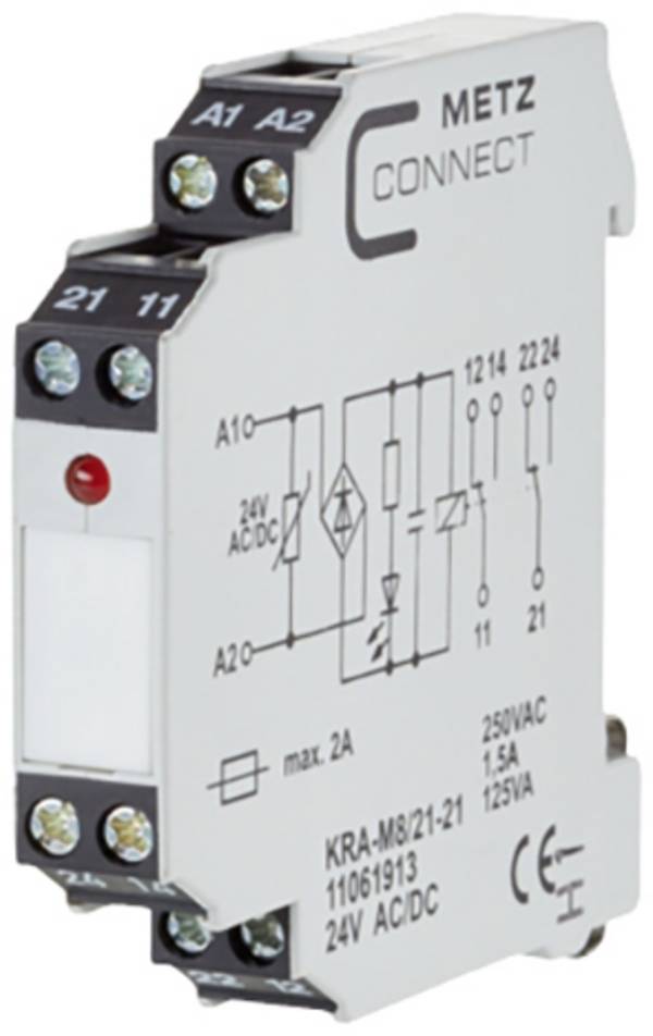 Koppelbaustein 24, 24 V/AC, V/DC (max) 2 Wechsler Metz Connect 11061913 Piece 1 St.
