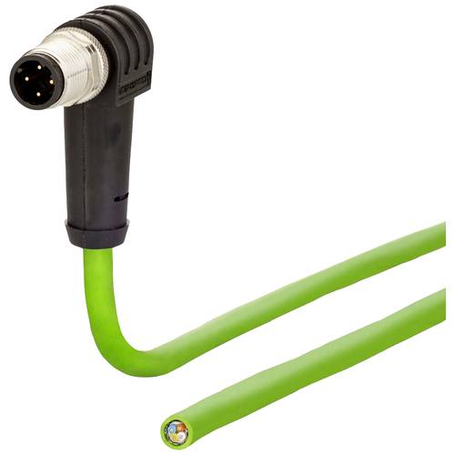 Metz Connect 142M1D90020 M12 Netzwerkkabel, Patchkabel CAT 5e SF/FTP 2.00 m Grün PUR-Mantel, Säurebeständig, Ozonbeständ...