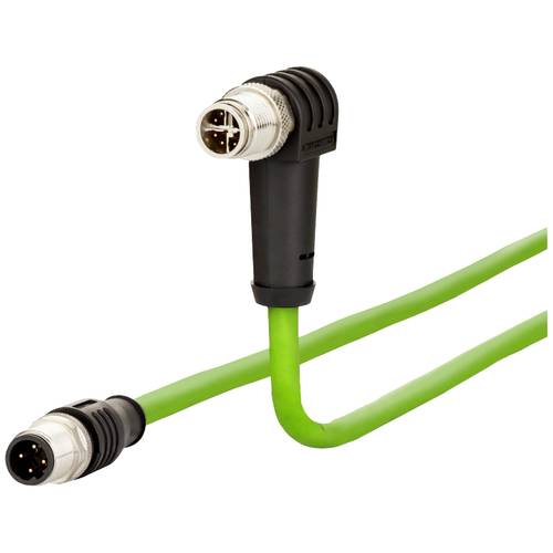 Metz Connect 142M2X1B050 M12 Netzwerkkabel, Patchkabel CAT 6a S/FTP 5.00 m Grün PUR-Mantel, Säurebeständig, Ozonbeständi...