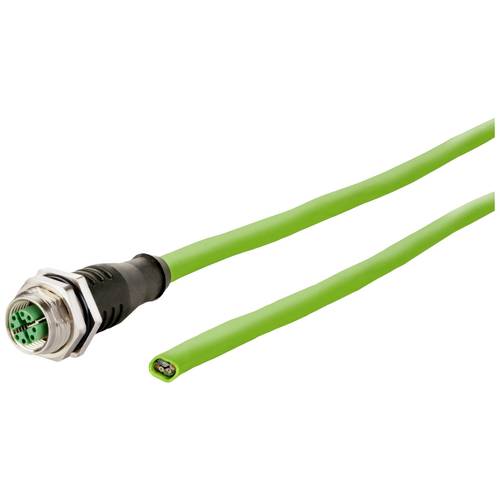 Metz Connect 142M2X20050 M12 Netzwerkkabel, Patchkabel CAT 6a S/FTP 5.00 m Grün PUR-Mantel, Säurebeständig, Ozonbeständi...