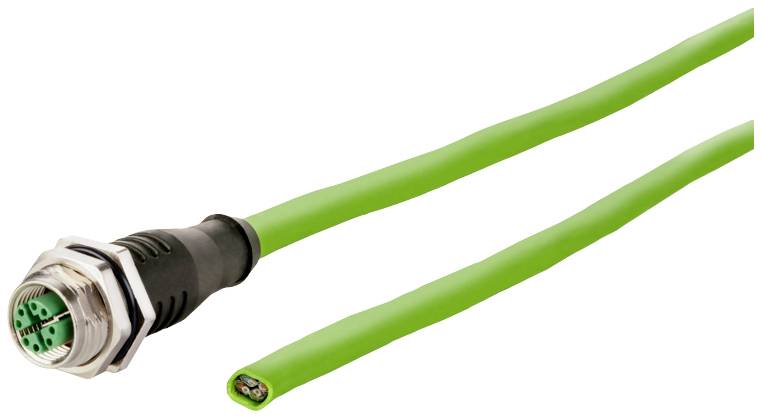 Metz Connect 142M2X20100 M12 Netzwerkkabel, Patchkabel CAT 6a S/FTP 10.00 m Grün PUR-Mantel, Säurebeständig, Ozonbeständ-0