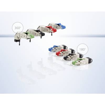 Abbildung zeigt verschiedene Netzwerkstecker mit zwei unterschiedlichen Rotationsoptionen: oben 360° und unten 180°.