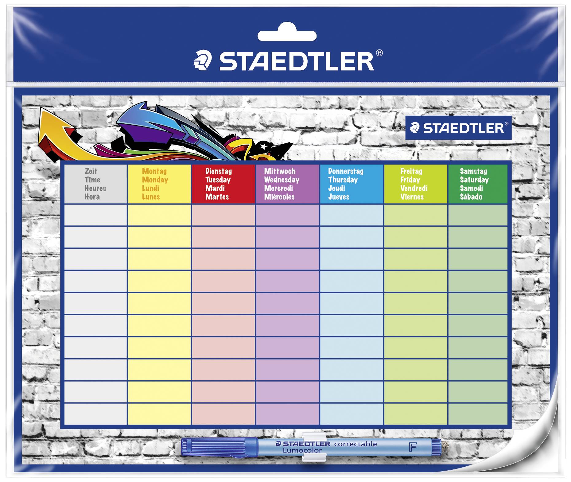 STAEDTLER Stundenplan-Set Lumocolor correctable, DIN A4 - für den Markt: D / A / L / CH - 1 Stück (6