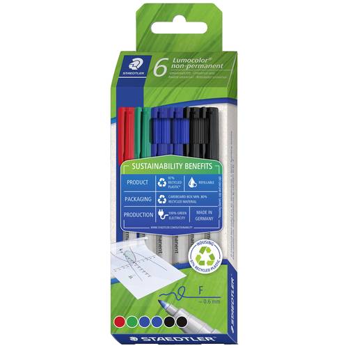 Staedtler Folienstift Lumocolor® non-permanent pen 316 316 C6-1 Rot, Blau, Grün, Schwarz