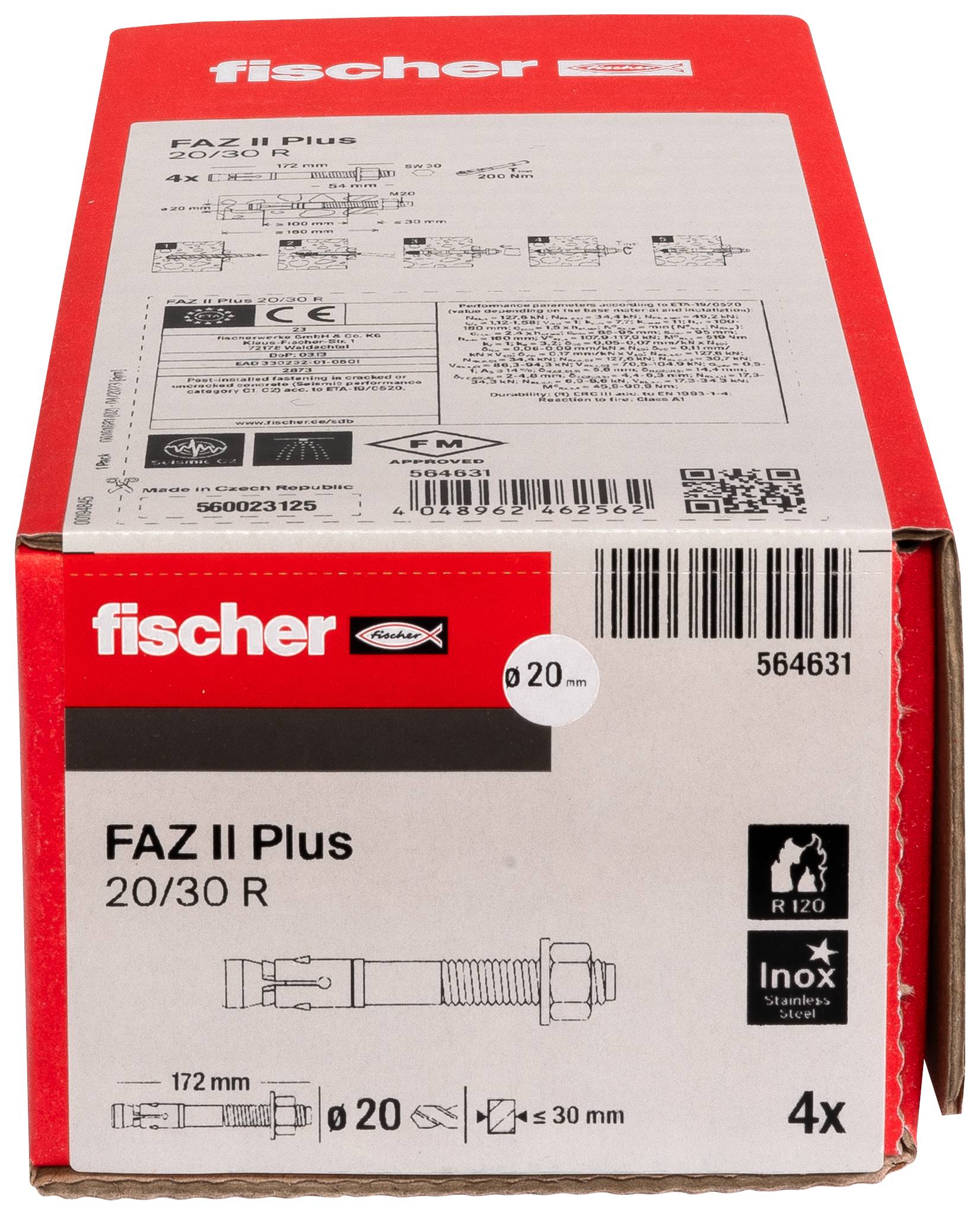 Fischer 564631 FAZ II Plus 20/30 R Bolzenanker 172 mm 20 mm 4 St.-2