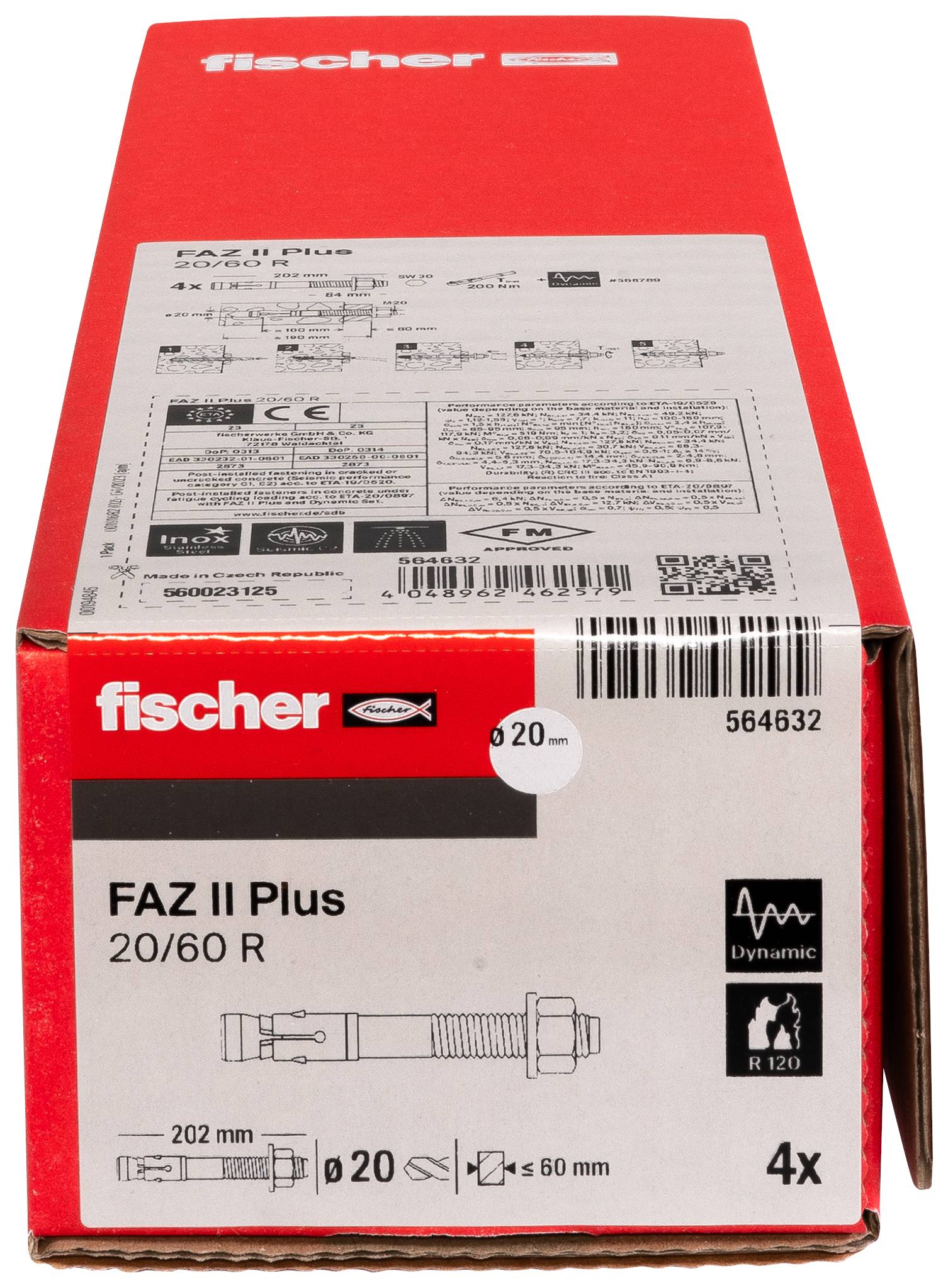 Fischer 564632 FAZ II Plus 20/60 R Bolzenanker 202 mm 20 mm 4 St.-2