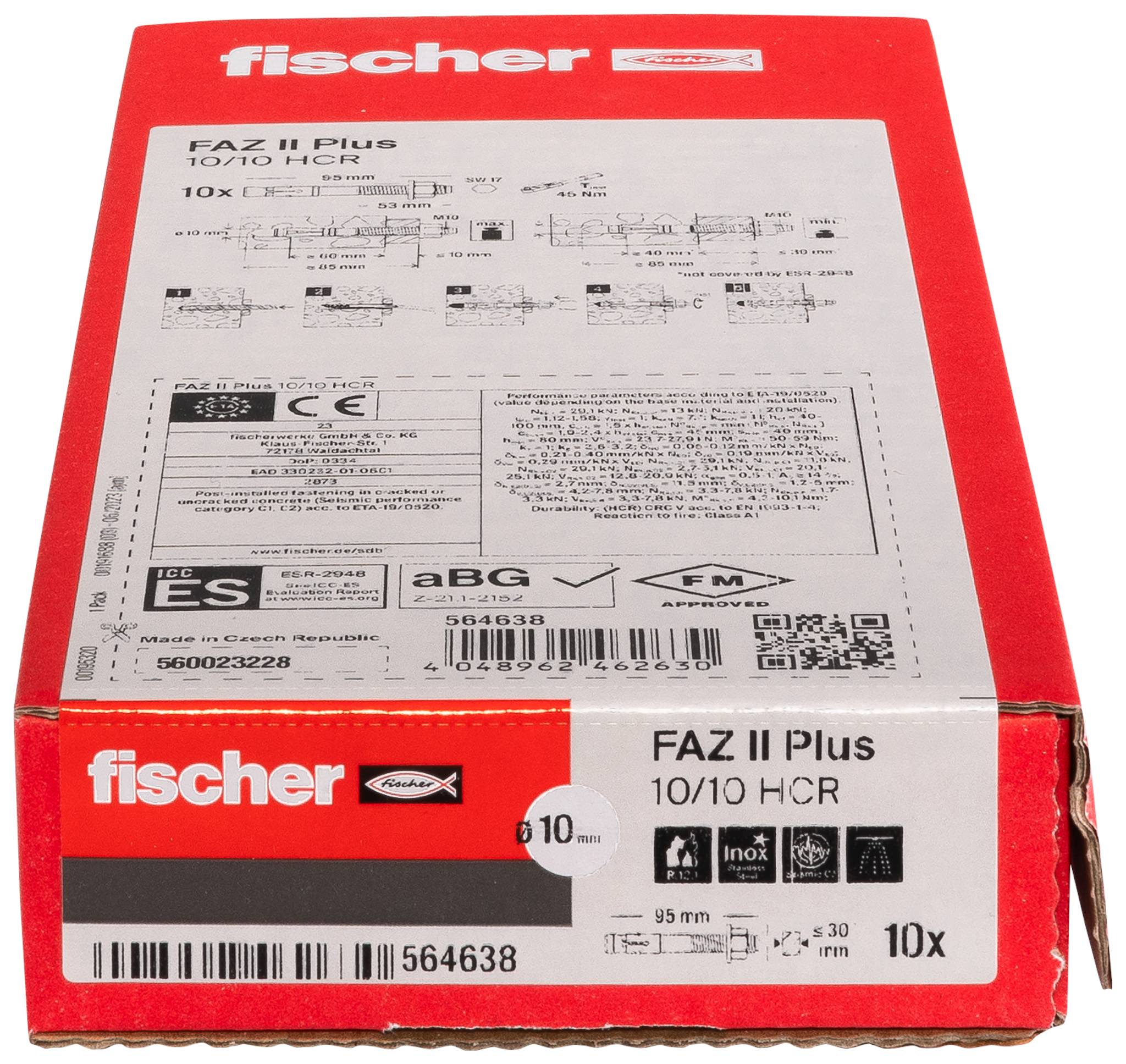 Fischer 564638 FAZ II Plus 10/10 HCR Bolzenanker 95 mm 10 mm 10 St.-2